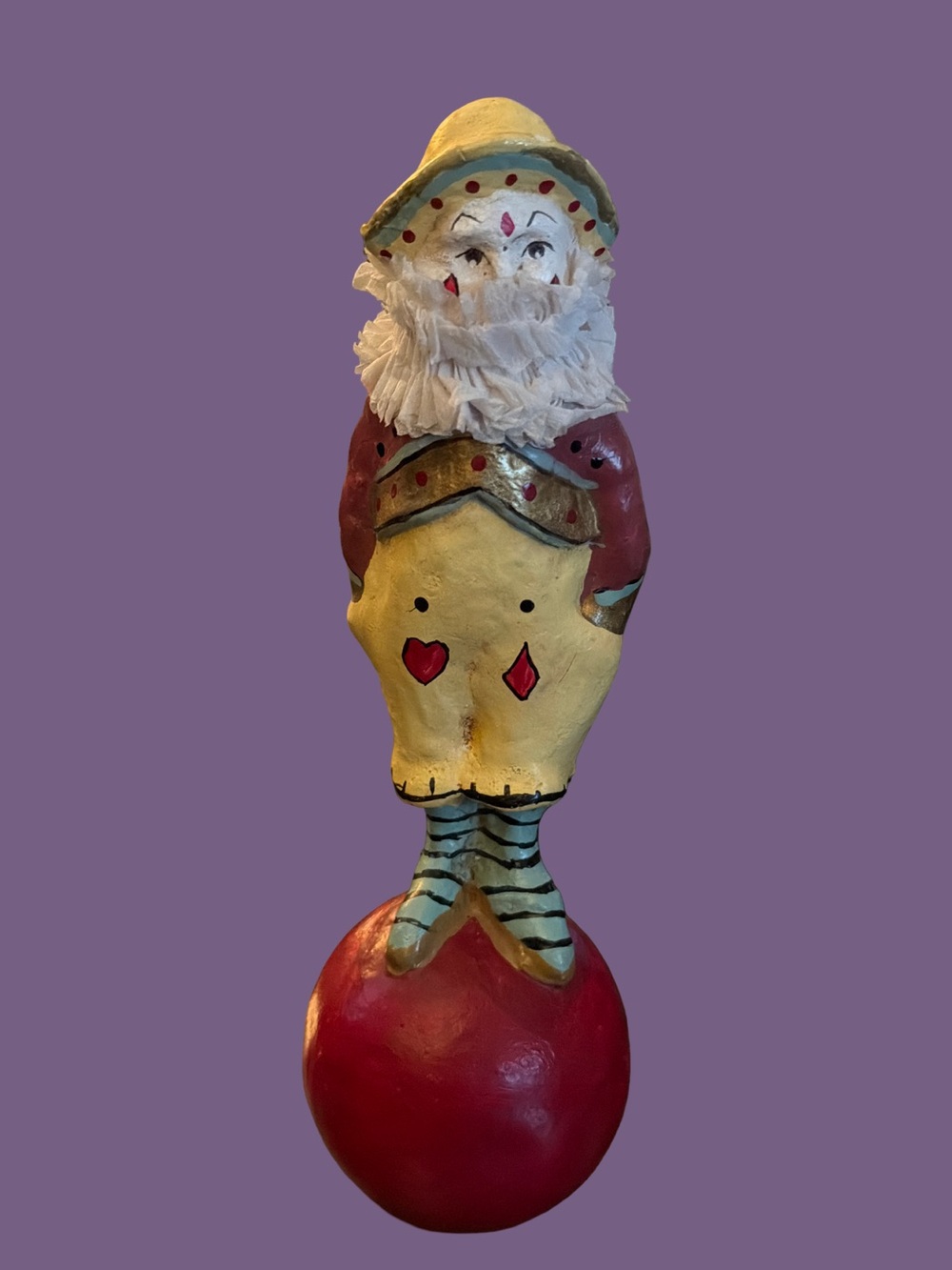Antique Chalkware Folk Art Pollywog Roly Poly Clown - 5.75 in Tall